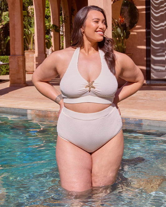 CRINKLE HIGH WAISTED BIKINI BOTTOMS