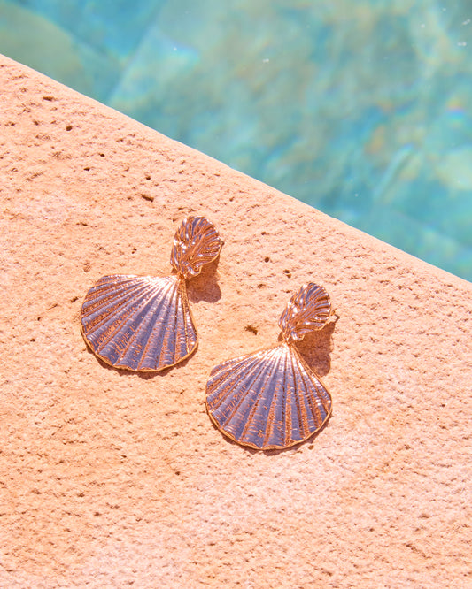 GOLD STATEMENT SHELL EARINGS