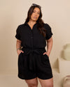 BLACK FRILL SLEEVE COTTON PLAYSUIT