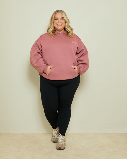 OVERSIZED EMBROIDERED HOODIE- DUSTY ROSE