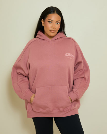 OVERSIZED EMBROIDERED HOODIE- DUSTY ROSE