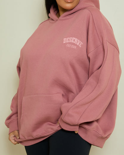 OVERSIZED EMBROIDERED HOODIE- DUSTY ROSE