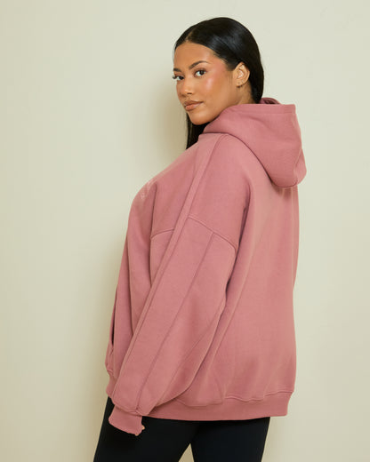 OVERSIZED EMBROIDERED HOODIE- DUSTY ROSE