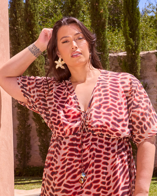 ANIMAL PRINT MAXI BEACH COVER UP