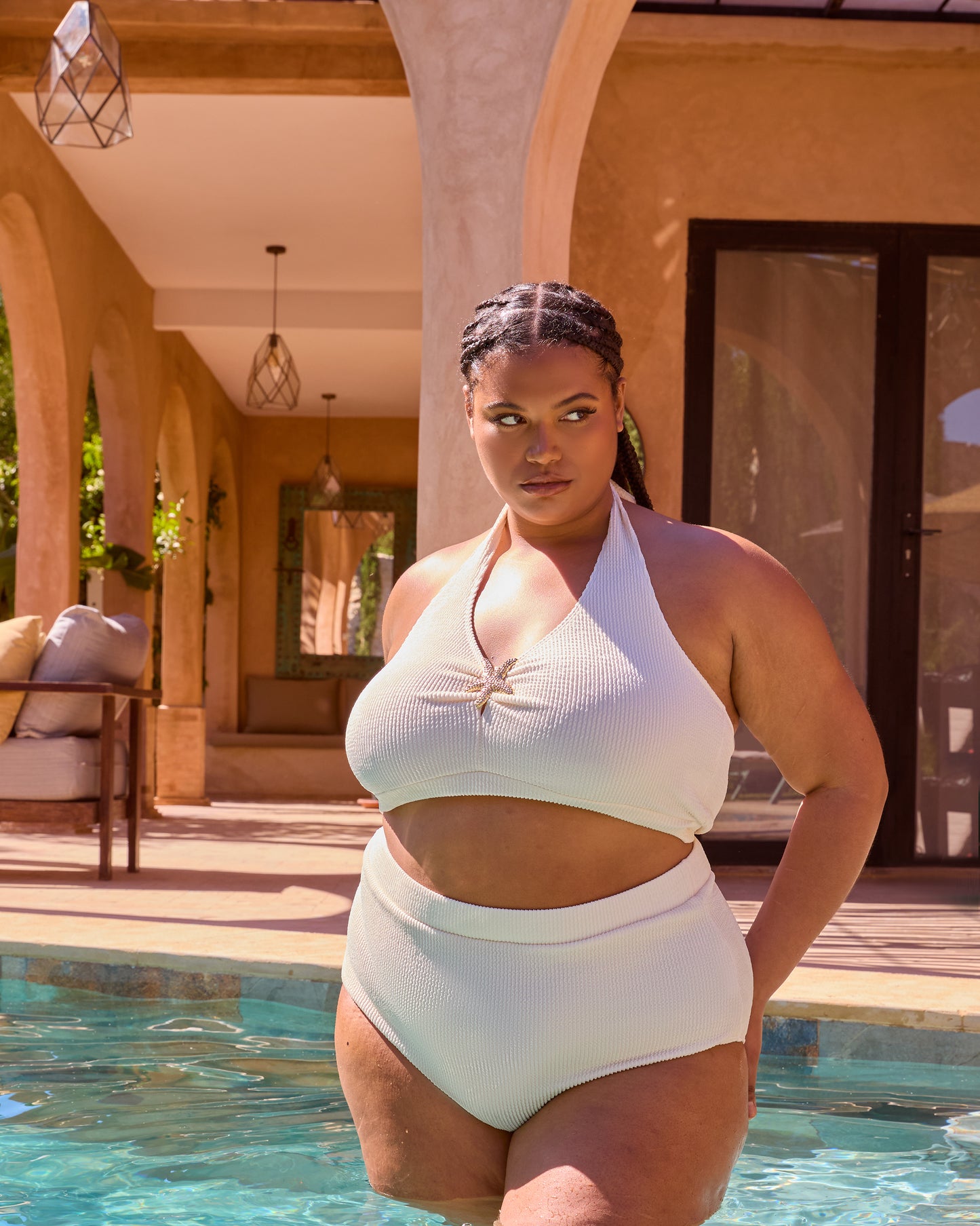 CRINKLE HIGH WAISTED BIKINI BOTTOMS