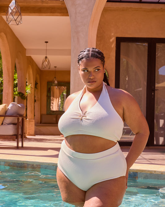 CRINKLE HIGH WAISTED BIKINI BOTTOMS