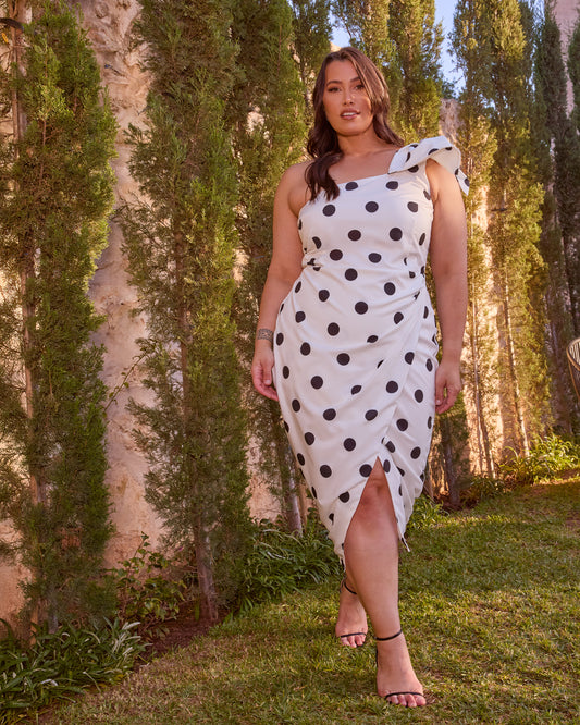 POLKA DOT WRAP MIDI DRESS