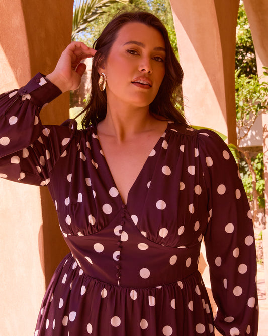 SATIN POLKA DOT MIDI DRESS