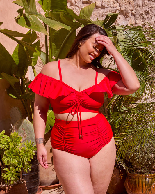RUFFLE RUCHED BIKINI TOP