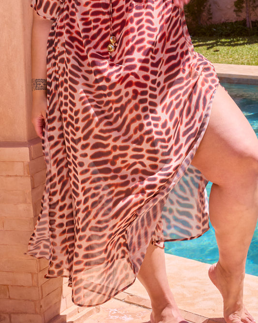 ANIMAL PRINT MAXI BEACH COVER UP