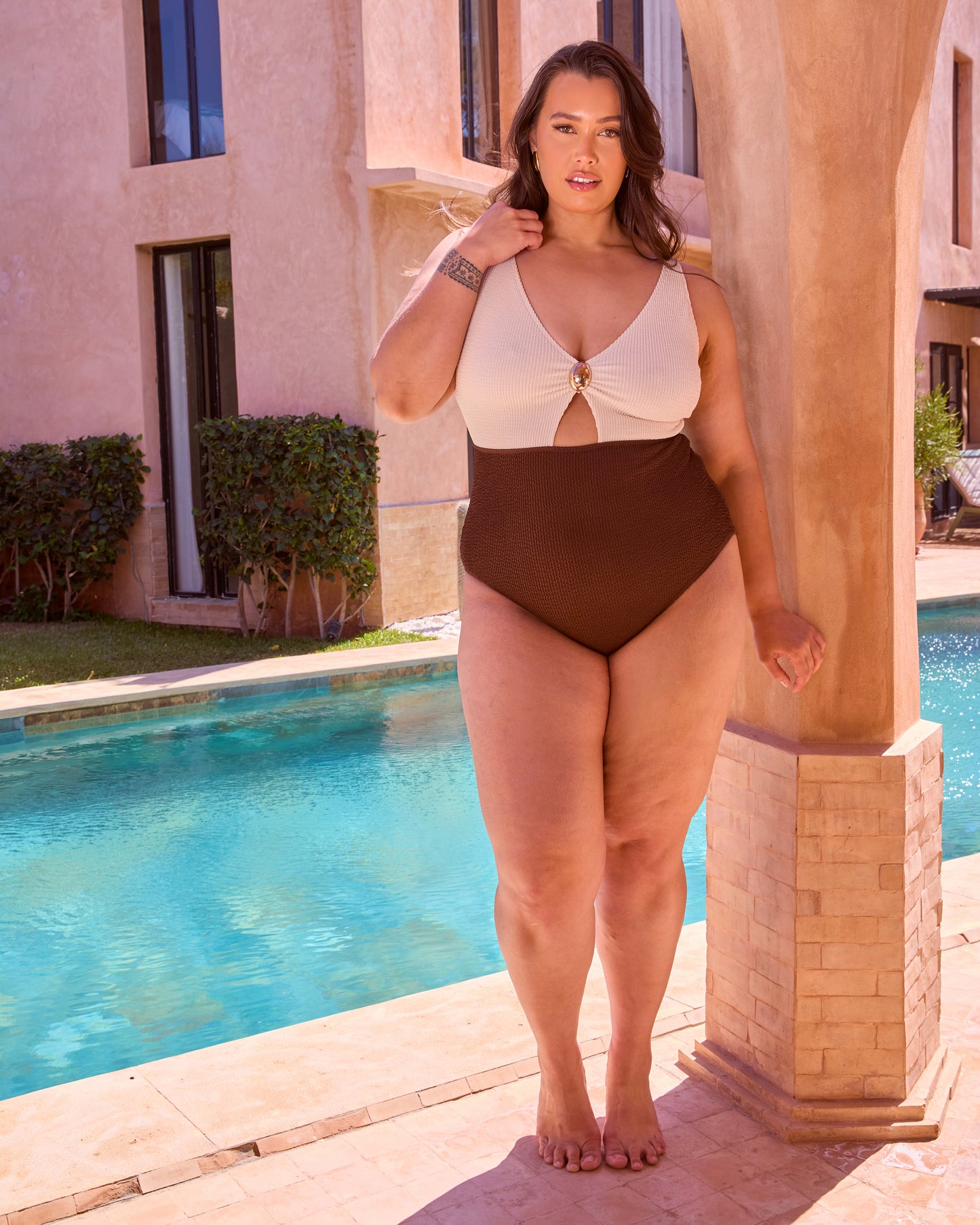 COLOURBLOCK CRINKLE SWIMSUIT