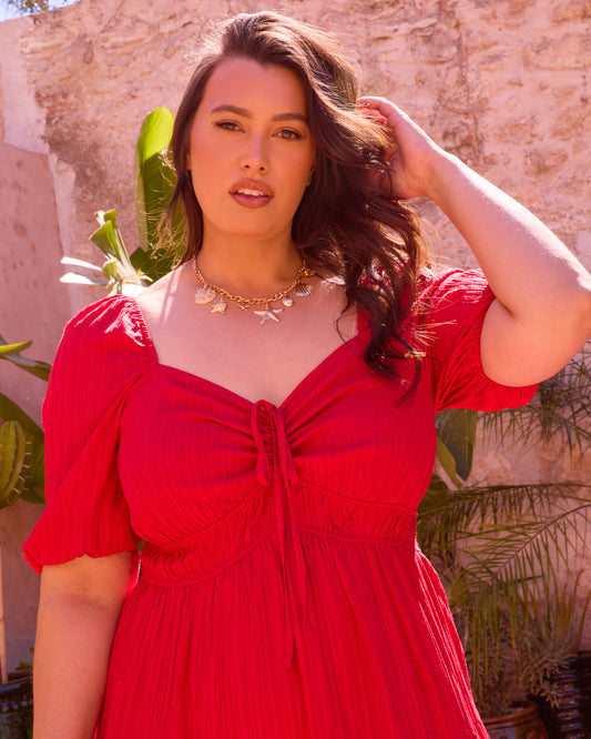 TEXTURED TIERED MIDAXI DRESS